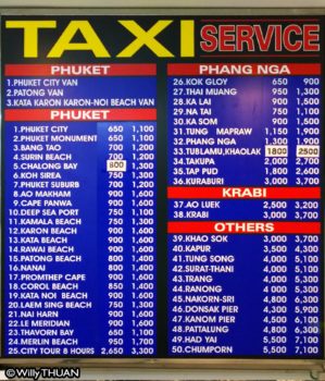 Phuket Airport Taxi Fares