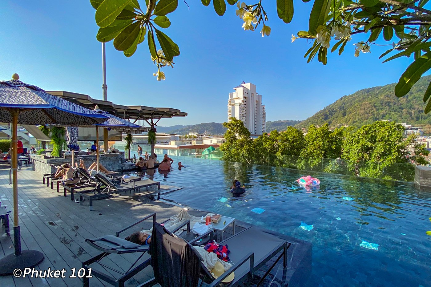 The rooftop infinity pool can be quite busy