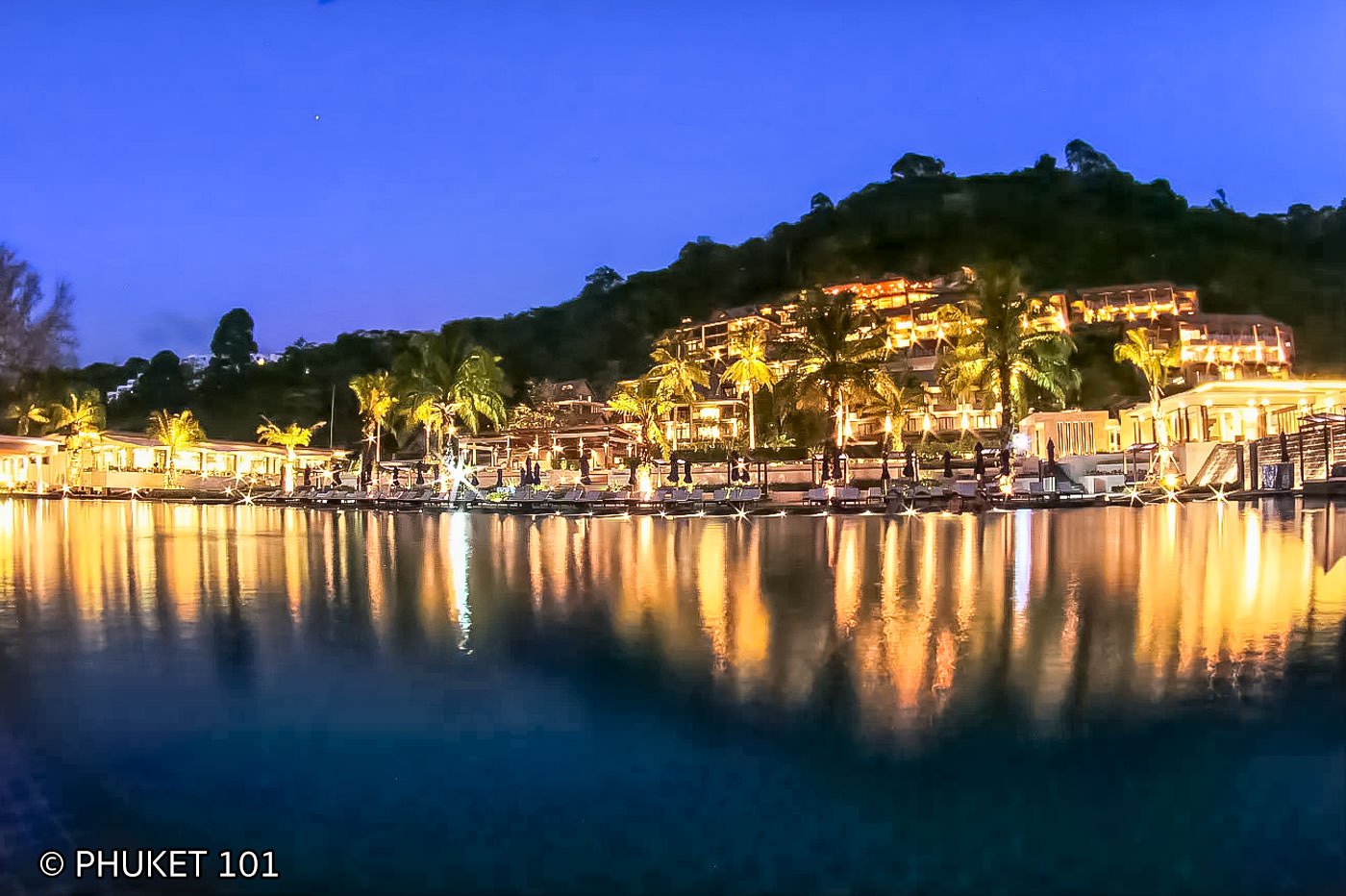 Hyatt Regency Phuket Resort in Kamala beach, at night