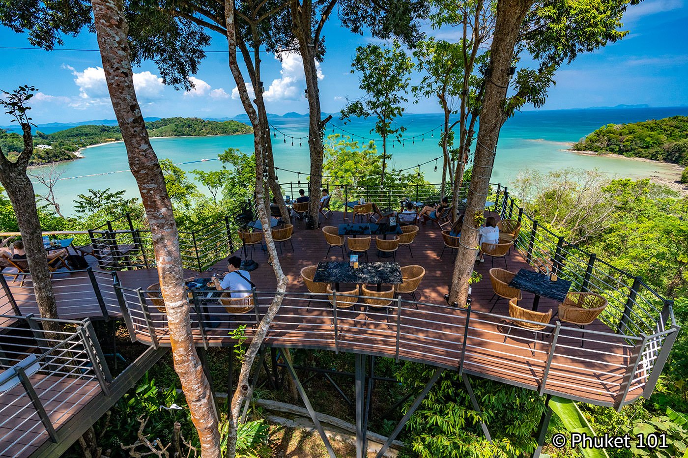 Beautiful terrace under the trees at Starbucks Sinae