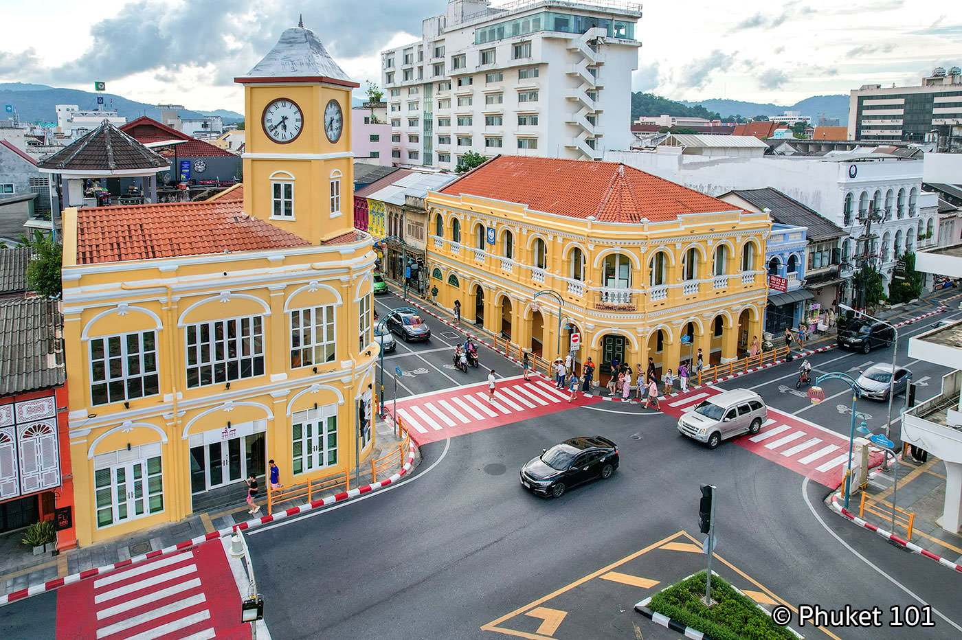 Old Phuket Town bank seen from above