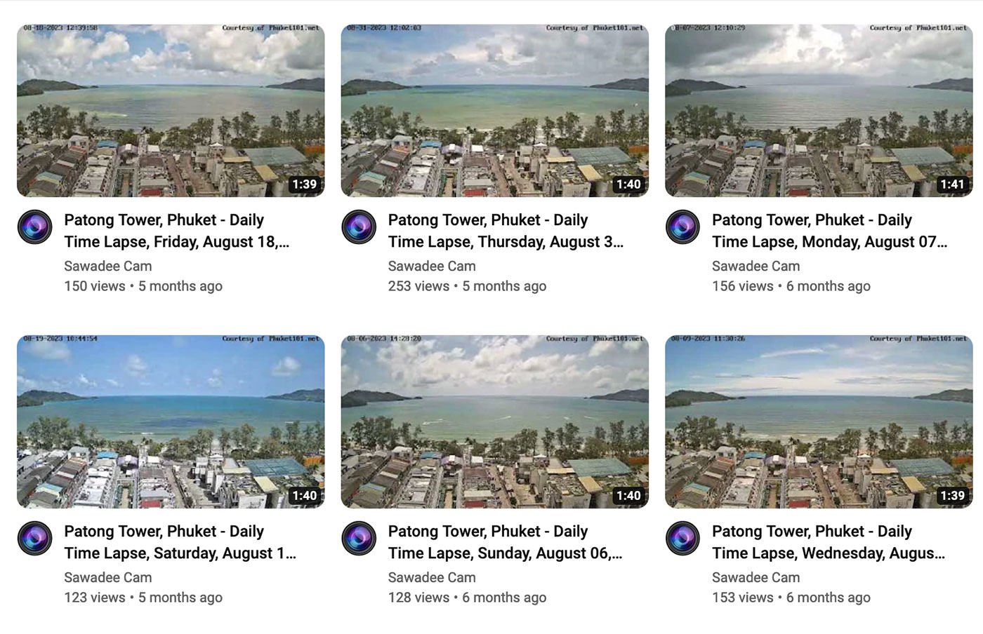 Phuket Weather in August Time Lapse