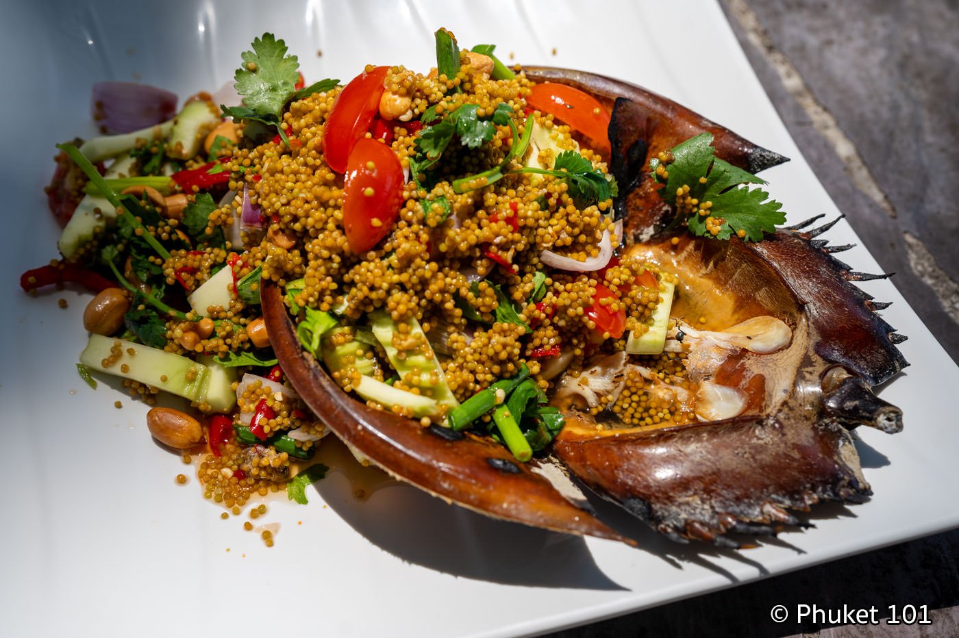 Yam Kai Maeng Da Talay at Thanoon Seafood restaurant Phuket