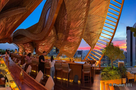 Rooftop bar in Santitham neighborhood
