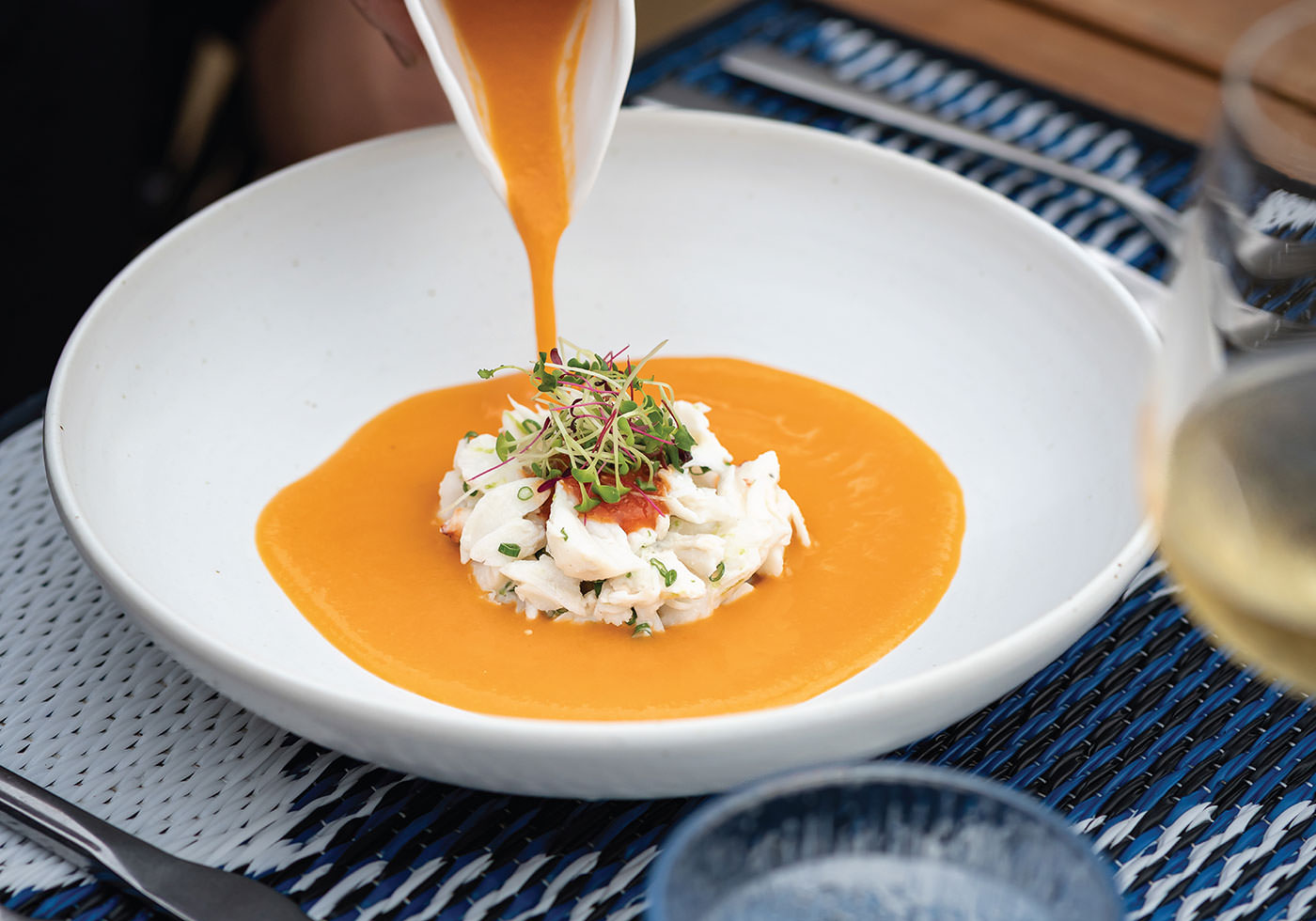 crab gazpacho at Sizzle Rooftop Restaurant