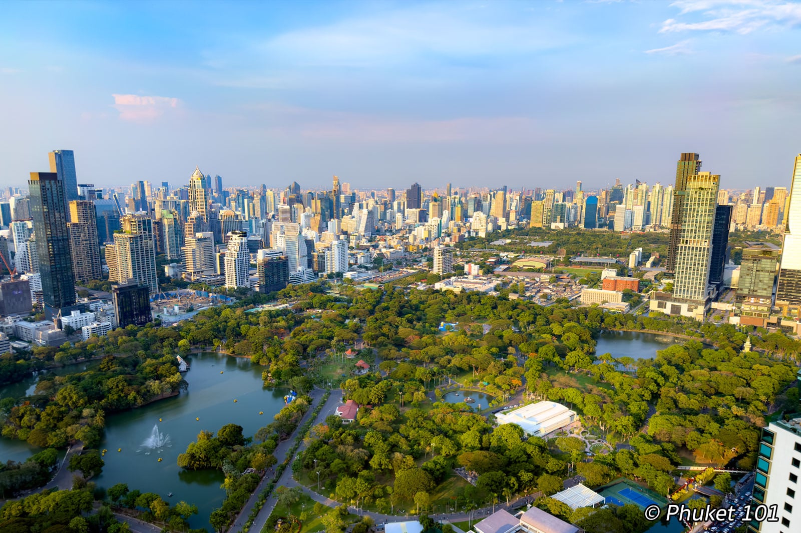 Lumphini Park seen from AETHER BKK Rooftop Bar